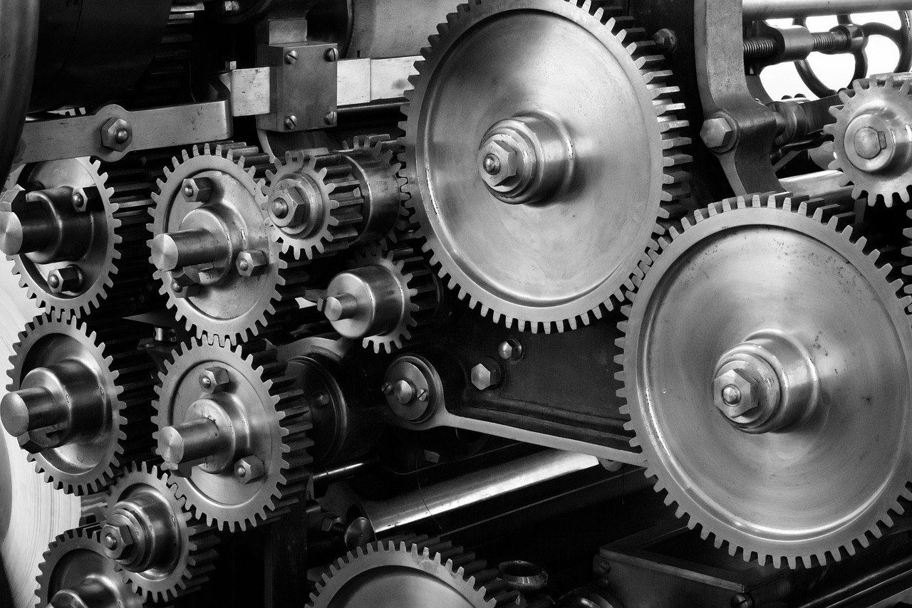 Metallene Zahnräder einer Industriemaschine