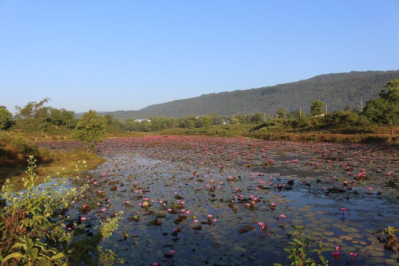 Klarer Bergsee in einer weiten Landschaft